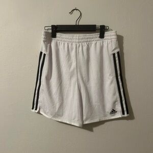 Adidas White Athletic Shorts with Black Stripes